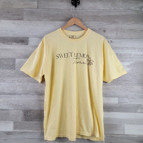 "Sweet Lemon Time* Comfort Colors Pastel Yellow Ring Spun Tee Size XL NWOT - Picture 9 of 11